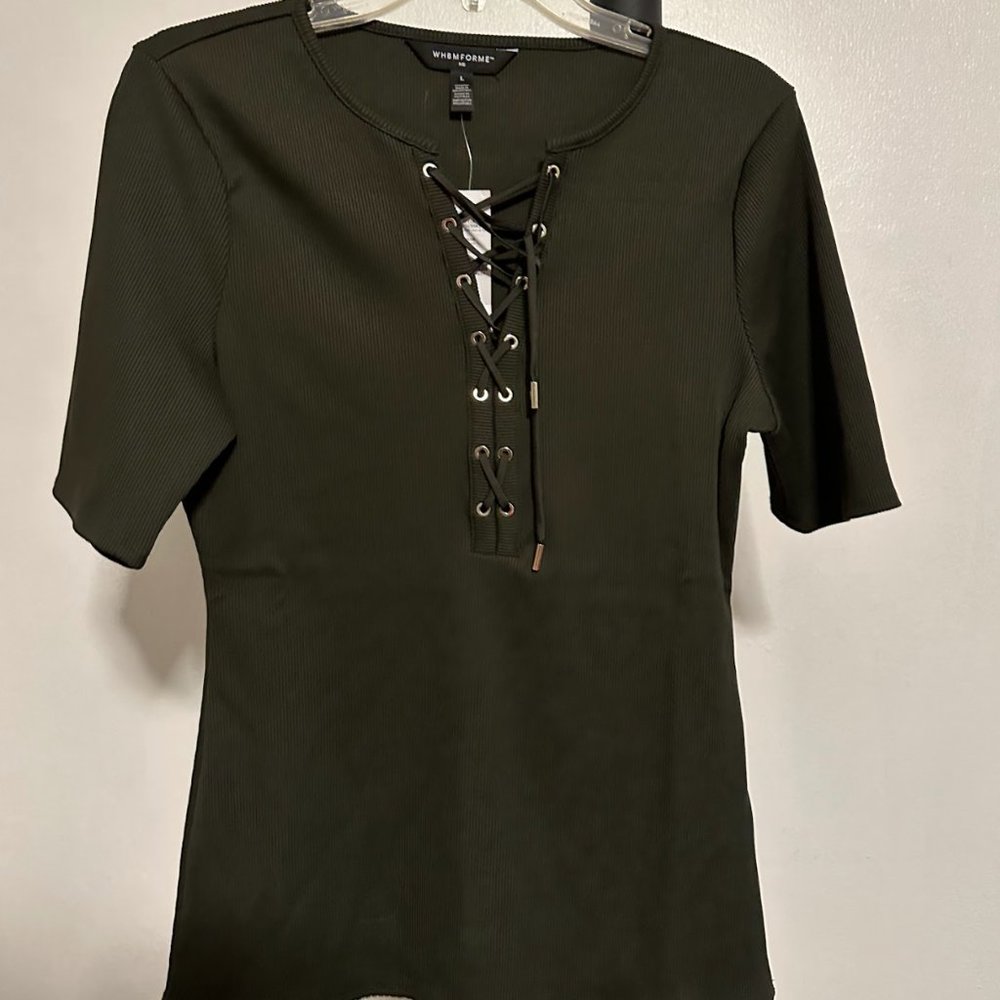 Green Lace Up Shirt